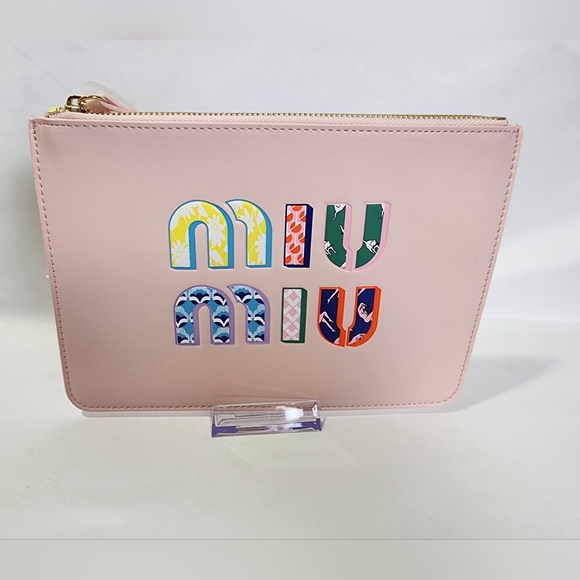 Miu Miu Pink Clutch with Multicolor Logo